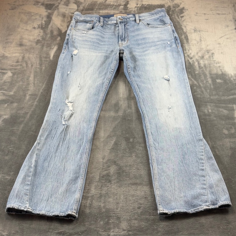 Hudson Walker Resort Mens Light Wash Distressed Relaxed Flare Jeans Size 36